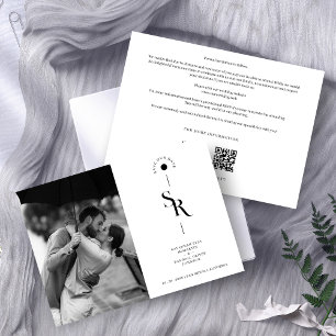 Zarte exquisite schwarze und weiße Hochzeitsinitia Save The Date