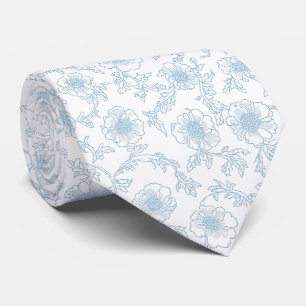 Zarte florale blaue Toile-de-Jouy-Halstücher Krawatte