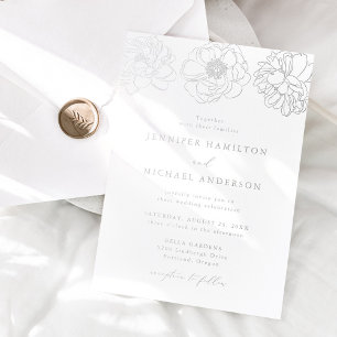 Zarte Florale Hochzeit Folieneinladung