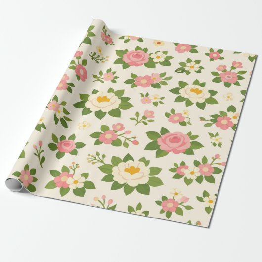 Zarte Florale Hochzeit Geschenkpapier (Ungerollt)