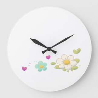Zarte florale Wanduhr mit Illustration – Natur