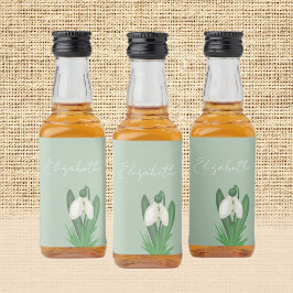 Zarte Frühlings-Schneeglöckchen-Blume Alkoholflaschenetikett