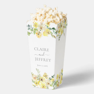 Zarte gelbe Blumen Hochzeitstorte Custom Popcorn Geschenkschachtel