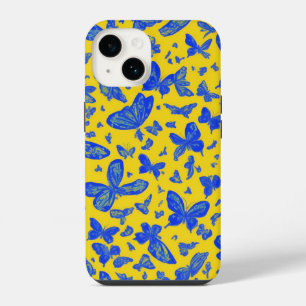 Zarte gelbe Blumen-Schmetterlinge iPhone 14 Hülle