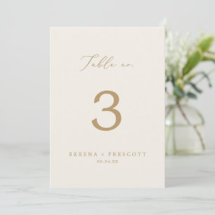 Zarte Gold-Kalligrafie 5x7 cremefarbene Tischkar Einladung