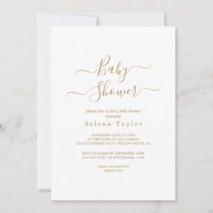Zarte Gold-Kalligrafie-Baby-Shower-Einladung Einladung