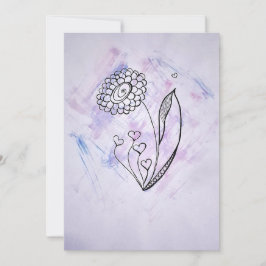 Zarte handgezeichnete Blume mit Herzen  Feiertagskarte