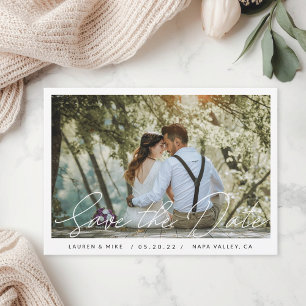 Zarte Handschrift Foto-Hochzeit Save The Date