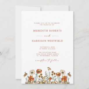 Zarte Herbst-Wildblumen QR-Code RSVP Hochzeit Einladung