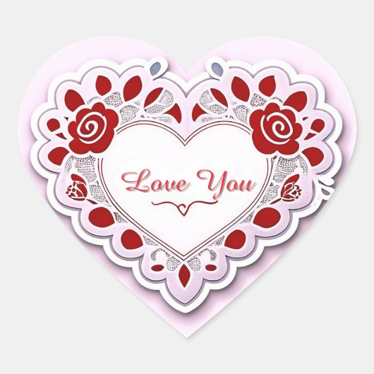 Zarte Herzkarte mit Spitze Herz-Aufkleber (Vorderseite)