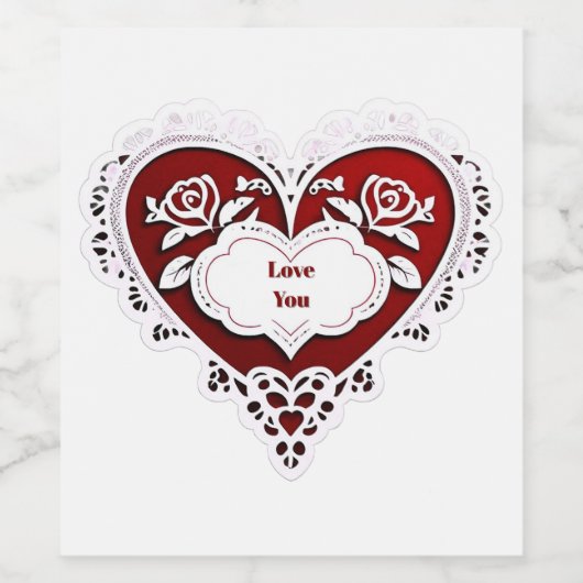 Zarte Herzkarte mit Spitze Weinetikett (Einzelnes Label)