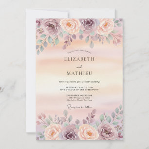 Zarte Hochzeit im Mauve-Frühling Einladung
