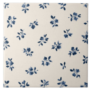 Zarte Indigo-Botanik-Zweige Fliese