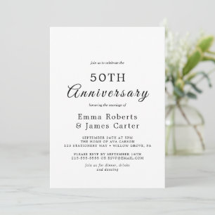 Zarte Kalligrafie 50. Hochzeitstag Einladung