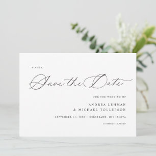 Zarte Kalligrafie Moderne Einfache Hochzeit Save The Date
