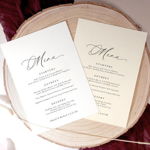 Zarte Kalligrafie Moderne Romantische Hochzeit Menükarte