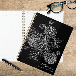 Zarte Landblumen-Linienillustration Planer