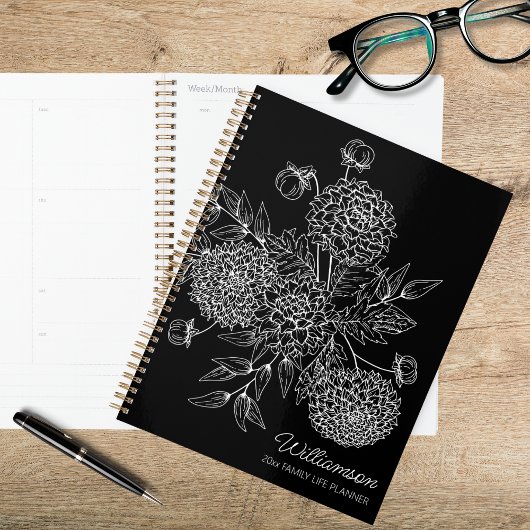 Zarte Landblumen-Linienillustration Planer