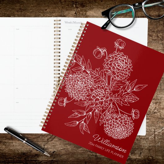 Zarte Landblumen-Linienillustration Planer