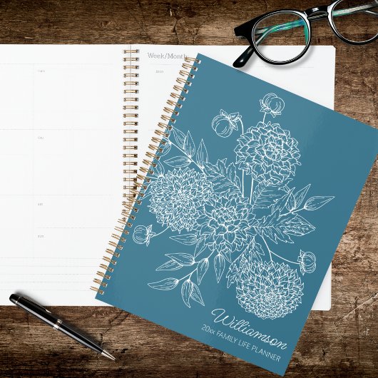 Zarte Landblumen-Linienillustration Planer