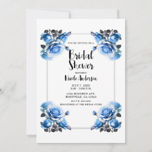 Zarte lebendige blaue Rosen elegante Hochzeitsdusc Einladung