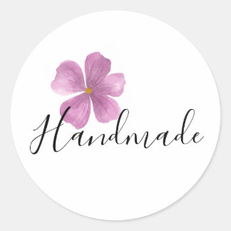 Zarte lila Aquarell-Blume handmade Runder Aufkleber