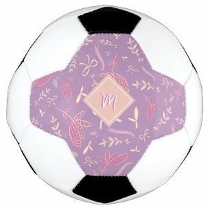 Zarte lila Blumen und Schleifen Fußball