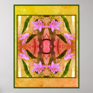 Zarte lila Lilienblüten Distressed Art Poster