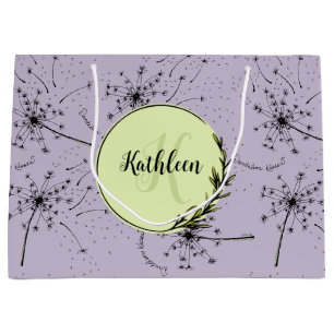 Zarte Lila Wildblume Löwenzahn Küsse Floral Große Geschenktüte