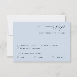 Zarte Navyblau-Gold-Kalligrafie-Hochzeitsmahlzeit RSVP Karte