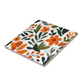Zarte orange Blumen Frühlingsblumenmuster Fliese (Seite)