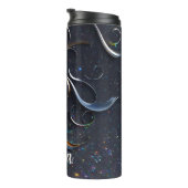 Zarte Ornamente in blau Thermosbecher (Nach rechts gedreht)