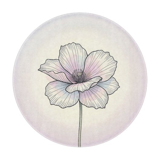 Zarte Pastell-Mohnblume Schneidebrett (Vorderseite)