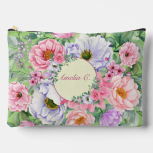 Zarte Pastell-Wasserfarbe Florale Kosmetiktasche Zubehörtasche
