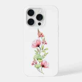 Zarte rosa Aquarell-Wildblumen Botanisches Muster iPhone 15 Pro Hülle