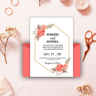 Zarte rosa Blumen Elegant Romantisch  Einladung