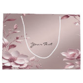 Zarte rosa Blumen-Geschenktasche Große Geschenktüte (Rückseite)