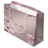 Zarte rosa Blumen-Geschenktasche Große Geschenktüte (Rückseite Schrägansicht)