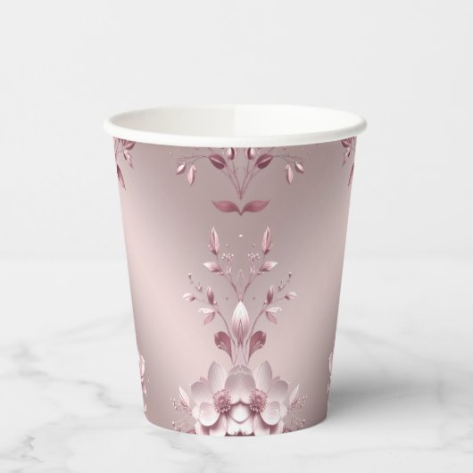 Zarte rosa Blumen-Papierbecher Pappbecher (Links)