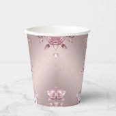 Zarte rosa Blumen-Papierbecher Pappbecher (Vorderseite)