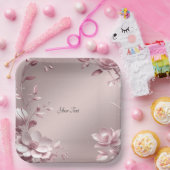 Zarte rosa Blumen-Papierplatte Pappteller (Party)