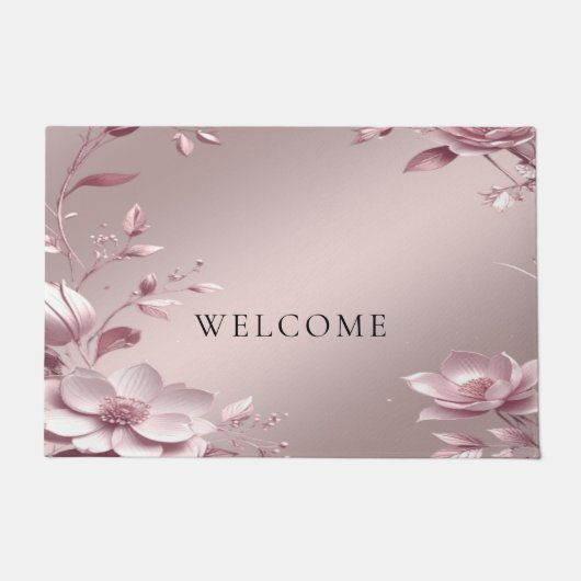 Zarte rosa Blumenmatte Fußmatte (Vorderseite)