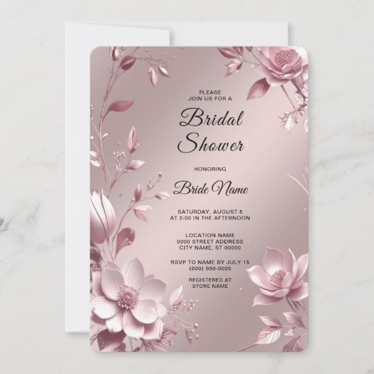 Zarte rosa Blumenrahmen Brautparty Einladung (Vorderseite)