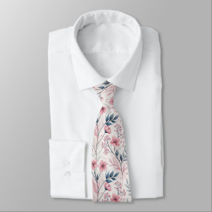 Zarte rosa Blüten mit gedämpftem blauem Laub Krawatte