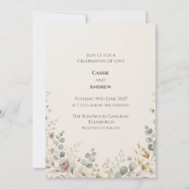 Zarte rosa botanische Hochzeitseinladung Einladung