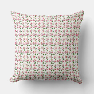 Zarte rosa florale botanische Muster-Wurfdecke Kissen
