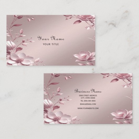 Zarte rosa florale Visitenkarte (Vorne/Hinten)