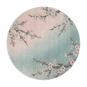 Zarte rosa Kirschblüten-Sakura-Zweige  Schneidebrett