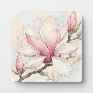 Zarte rosa Magnolie Wasserfarbenblüte Fotoplatte