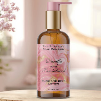 Zarte rosa Marmor- und Goldfolien-Kosmetikflasche Rechteckiger Aufkleber